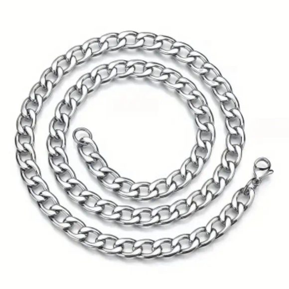 New! MEN'S 8mm Stainless Steel Cuban Link Chain.  24 Inches - Picture 4 of 6